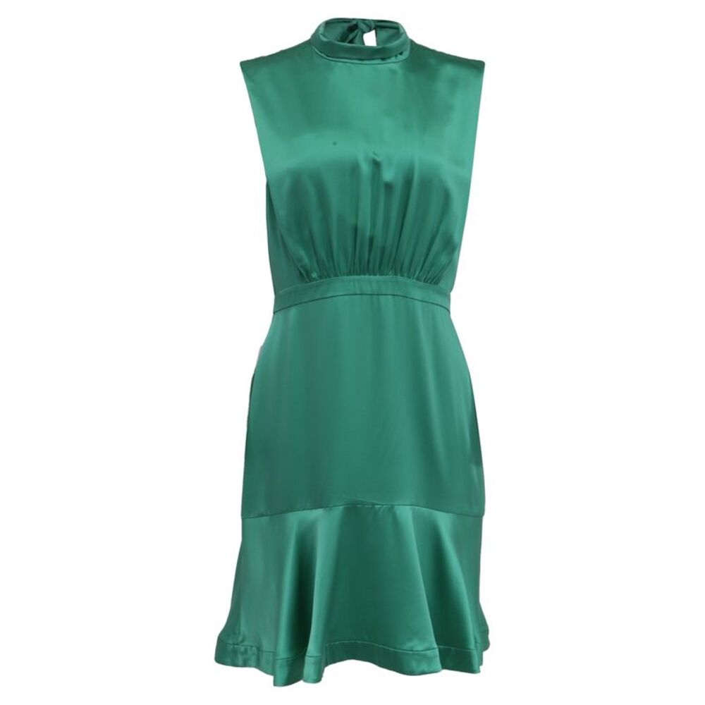 Saloni Mini Dress in Green Silk
